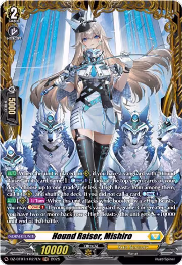 Hound Raiser, Mishiro (FR) (DZ-BT07/FR27EN), DZ-BT07: Moon Fangs & Cerulean Blaze — Vanguard card price