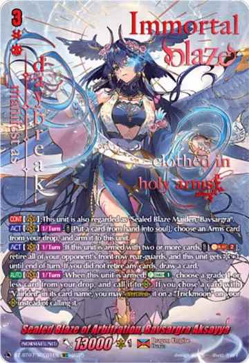 Sealed Blaze of Arbitration, Bavsargra Aksayya (SEC) (DZ-BT07/SEC01EN), DZ-BT07: Moon Fangs & Cerulean Blaze — Vanguard card price