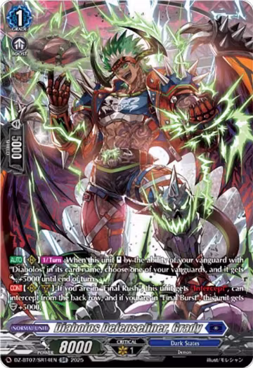 Diabolos Defenseliner, Grady (SR) (DZ-BT07/SR14EN), DZ-BT07: Moon Fangs & Cerulean Blaze — Vanguard card price
