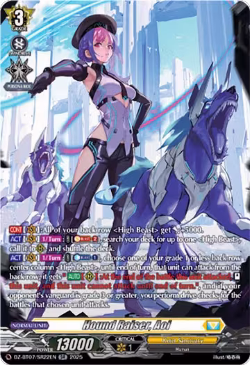 Hound Raiser, Aoi (SR) (DZ-BT07/SR22EN), DZ-BT07: Moon Fangs & Cerulean Blaze — Vanguard card price