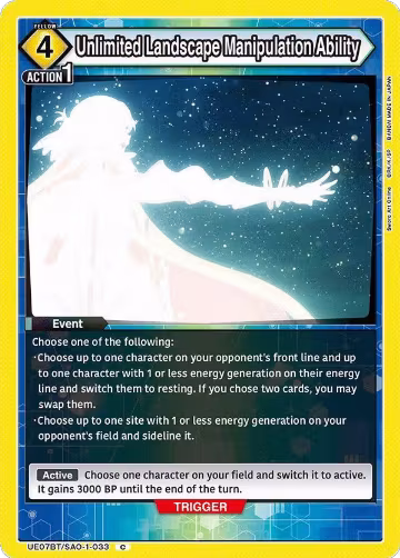 Unlimited Landscape Manipulation Ability (UE07BT/SAO-1-033), Sword Art Online — Union Arena card price