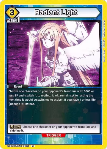 Radiant Light (UE07BT/SAO-1-034), Sword Art Online — Union Arena card price