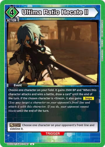 Ultima Ratio Hecate II (UE07BT/SAO-1-097), Sword Art Online — Union Arena card price