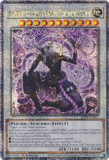 Juraishin, the Cursed Thunder God (Quarter Century Secret Rare) (ALIN-EN043), Alliance Insight — Yu-Gi-Oh! card price