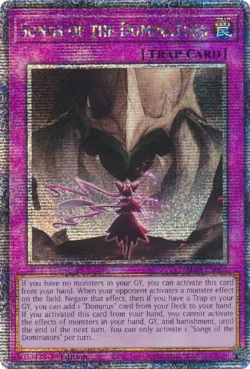 Songs of the Dominators (Quarter Century Secret Rare) (ALIN-EN078), Alliance Insight — Yu-Gi-Oh! card price