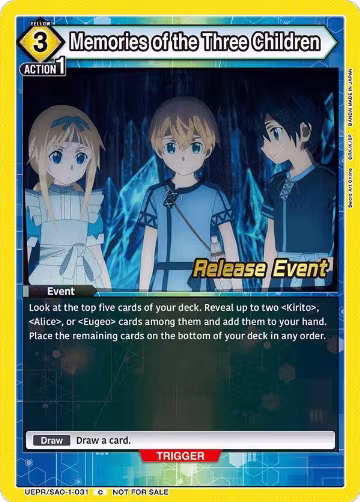 Memories of the Three Children (UEPR/SAO-1-031), Sword Art Online Release Event Cards — Union Arena card price