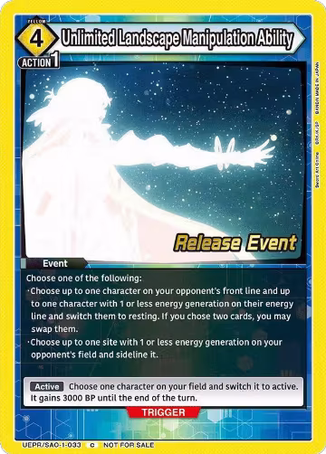 Unlimited Landscape Manipulation Ability (UEPR/SAO-1-033), Sword Art Online Release Event Cards — Union Arena card price