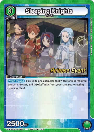 Sleeping Knights (UEPR/SAO-1-076), Sword Art Online Release Event Cards — Union Arena card price