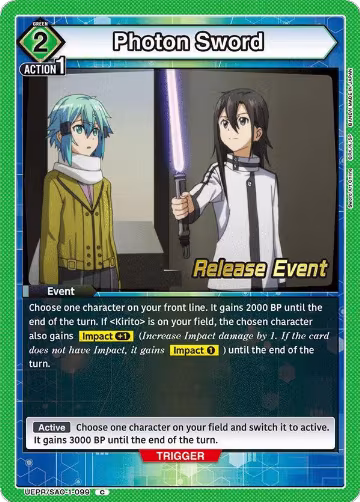 Photon Sword (UEPR/SAO-1-099), Sword Art Online Release Event Cards — Union Arena card price