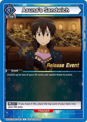 Asuna's Sandwich (UEPR/SAO-1-063), Sword Art Online Release Event Cards — Union Arena card price