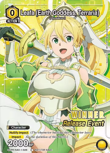 Leafa (Earth Goddess, Terraria) (026) (Release Event Winner) (UE07BT/SAO-1-026), Sword Art Online Release Event Cards — Union Arena card price