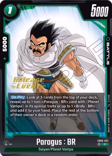 Paragus : BR - FB06-057 (FB06-057), Rivals Clash Release Event Cards — DB Fusion card price