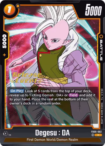 Degesu : DA (FB06-082), Rivals Clash Release Event Cards — DB Fusion card price