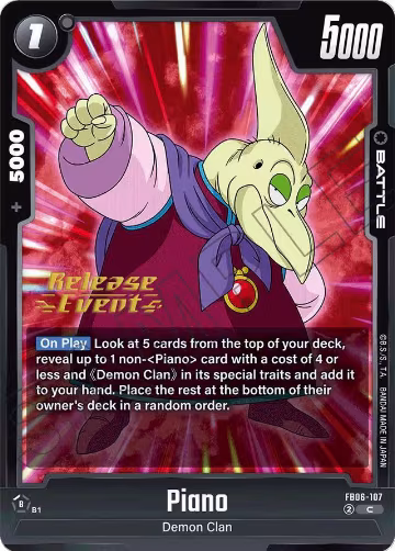 Piano - FB06-107 (FB06-107), Rivals Clash Release Event Cards — DB Fusion card price