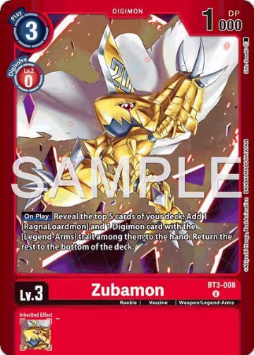 Zubamon (BT3-008 U), Limited Card Pack -Billion Bullet- — Digimon card price