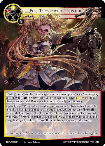 For Those who Trusted us…! (TOP-073 SR), Ten Oaths of Protopaterpolis' War — Force of Will card price