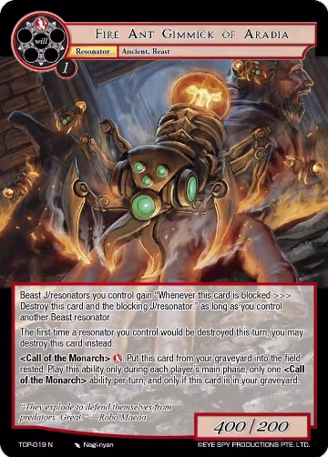 Fire Ant Gimmick of Aradia (TOP-019 N), Ten Oaths of Protopaterpolis' War — Force of Will card price