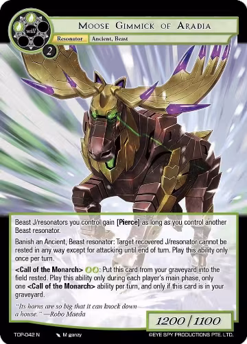 Moose Gimmick of Aradia (TOP-042 N), Ten Oaths of Protopaterpolis' War — Force of Will card price
