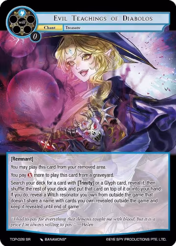 Evil Teachings of Diabolos (TOP-028 SR), Ten Oaths of Protopaterpolis' War — Force of Will card price