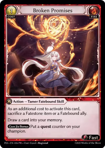Broken Promises (036), Promotional Cards — Grand Archive card price
