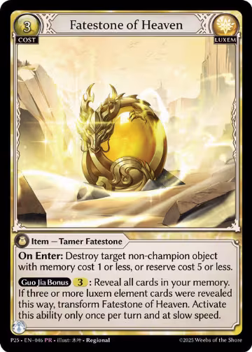 Fatestone of Heaven (046), Promotional Cards — Grand Archive card price