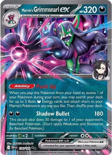 Marnie's Grimmsnarl ex (136/182), Destined Rivals — Pokémon card price