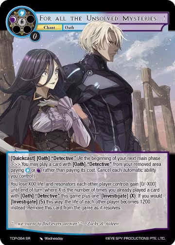 For all the Unsolved Mysteries…! (TOP-064 SR), Ten Oaths of Protopaterpolis' War — Force of Will card price