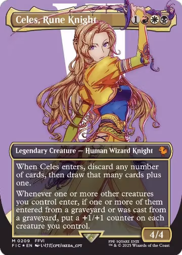 Celes, Rune Knight (Borderless) (Surge Foil) (209), Commander: FINAL FANTASY — Magic card price