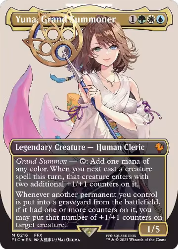 Yuna, Grand Summoner (Borderless) (Surge Foil) (216) — card price