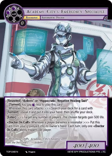Academy City's Emergency Specialist (TOP-048 N), Ten Oaths of Protopaterpolis' War — Force of Will card price