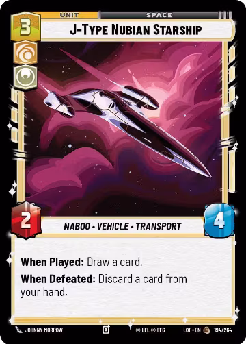 J-Type Nubian Starship (194/264), Legends of the Force — Star Wars card price