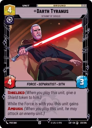 Darth Tyranus - Servant of Sidious (231/264), Legends of the Force — Star Wars card price
