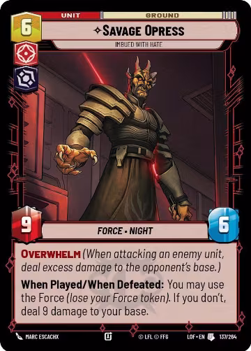 Savage Opress - Imbued With Hate (137/264), Legends of the Force — Star Wars card price