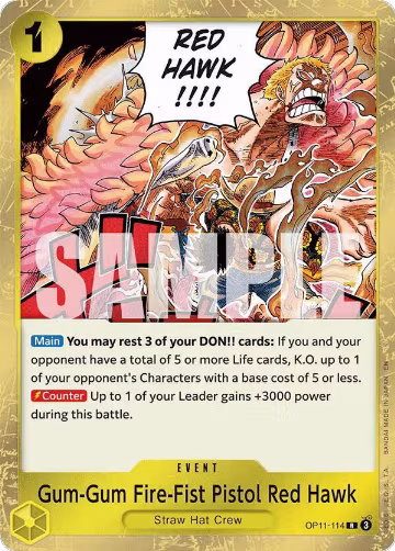 Gum-Gum Fire-Fist Pistol Red Hawk (OP11-114), A Fist of Divine Speed — One Piece card price
