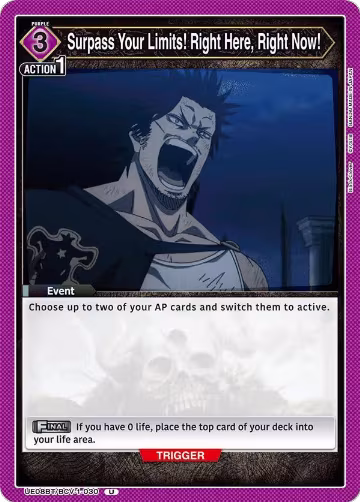 Surpass Your Limits! Right Here, Right Now! (UE08BT/BCV-1-030), Black Clover — Union Arena card price