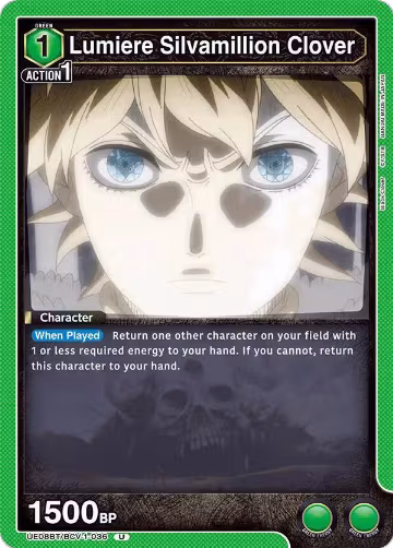 Lumiere Silvamillion Clover (UE08BT/BCV-1-036), Black Clover — Union Arena card price