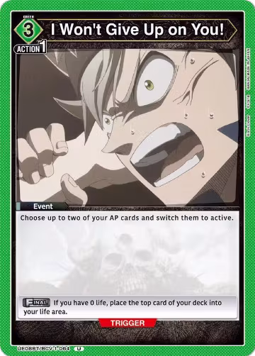 I Won't Give Up on You! (UE08BT/BCV-1-064), Black Clover — Union Arena card price