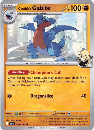 Cynthia's Gabite (103/182), Destined Rivals — Pokémon card price