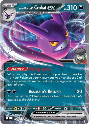 Team Rocket's Crobat ex - 122/182 (122/182), Destined Rivals — Pokémon card price