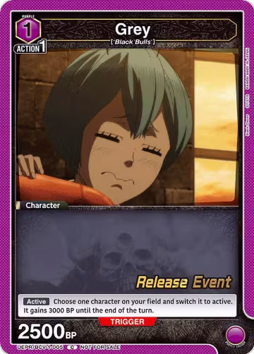 Grey (005) (UEPR/BCV-1-005), Black Clover Release Event Cards — Union Arena card price