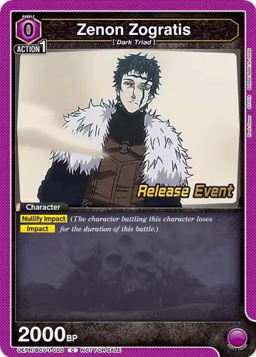 Zenon Zogratis (020) (UEPR/BCV-1-020), Black Clover Release Event Cards — Union Arena card price