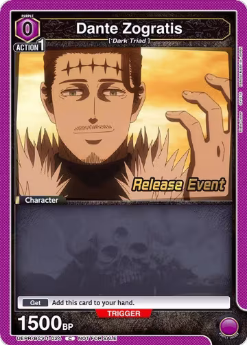 Dante Zogratis (024) (UEPR/BCV-1-024), Black Clover Release Event Cards — Union Arena card price
