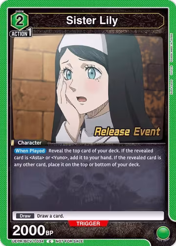 Sister Lily (UEPR/BCV-1-034), Black Clover Release Event Cards — Union Arena card price