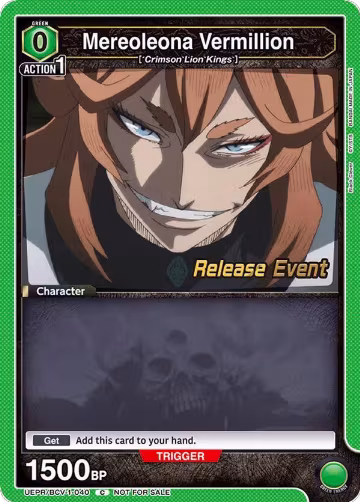 Mereoleona Vermillion (040) (UEPR/BCV-1-040), Black Clover Release Event Cards — Union Arena card price