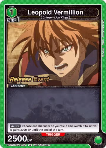 Leopold Vermillion (UEPR/BCV-1-043), Black Clover Release Event Cards — Union Arena card price