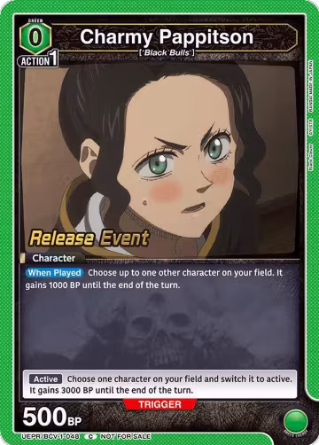 Charmy Pappitson (048) (UEPR/BCV-1-048), Black Clover Release Event Cards — Union Arena card price