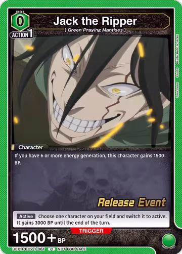 Jack the Ripper (UEPR/BCV-1-061), Black Clover Release Event Cards — Union Arena card price