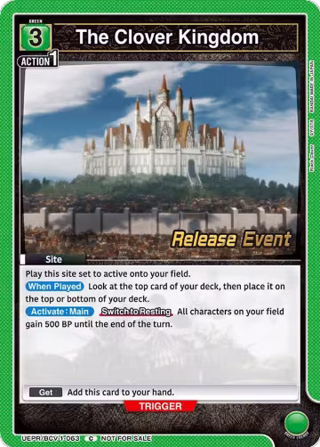 The Clover Kingdom (UEPR/BCV-1-063), Black Clover Release Event Cards — Union Arena card price