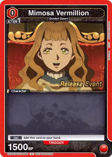 Mimosa Vermillion (090) (UEPR/BCV-1-090), Black Clover Release Event Cards — Union Arena card price