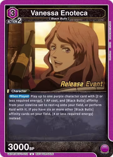 Vanessa Enoteca (012) (UEPR/BCV-1-012), Black Clover Release Event Cards — Union Arena card price